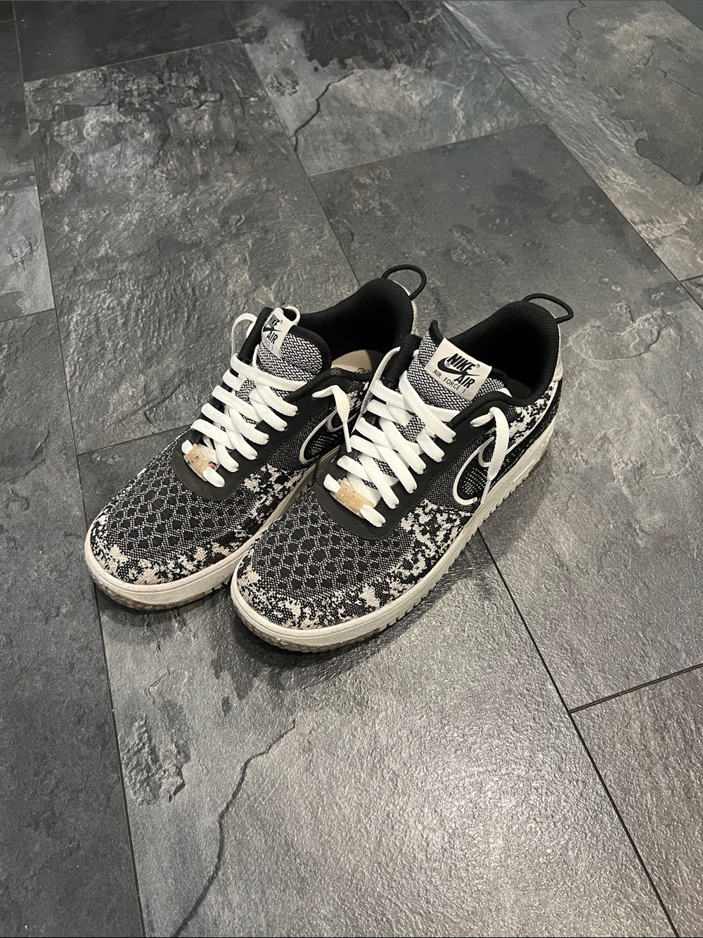 Nike Air Men’s Air Force Black & White Knit Sneakers
